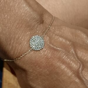 SOLID 14K YELLOW GOLD OVER STERLING SILVER PAVE SET CZ BRACELET 6.25"-7.5" Bling